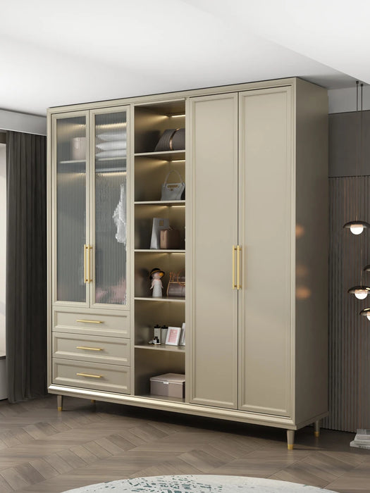 Modern minimalist wardrobe integrated storage household bedroom American luxury solid wood wardrobe