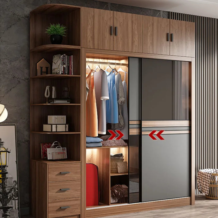 Nordic Wardrobe Nice Interior Led Light Lighting Ideas Indoor European Glass Door Closet Novelty Guarda Ropa Salon Furniture
