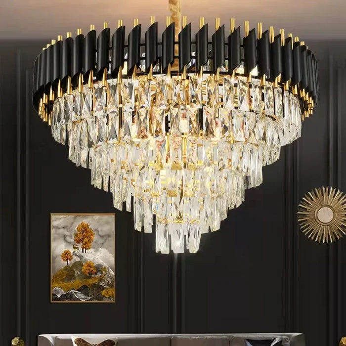 Modern Luxury K9 Crystal Chandeliers Black Metal Pendant Light for Living Room Bedroom  Led Indoor Lighting Home Decoration