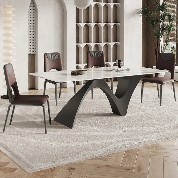 Rock plate table chair combination Italian style luxury image table Modern simple restaurant minimalist dining table