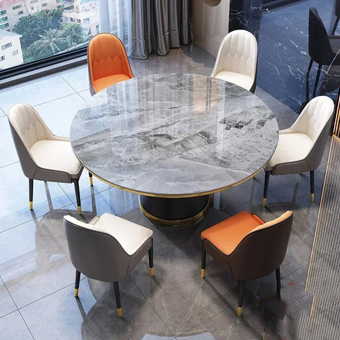Center Round Dining Tables Mobile Dressing Console Stone Luxury Dining Table Set 4 Chairs Turntable Tavoli Da Pranzo Furniture