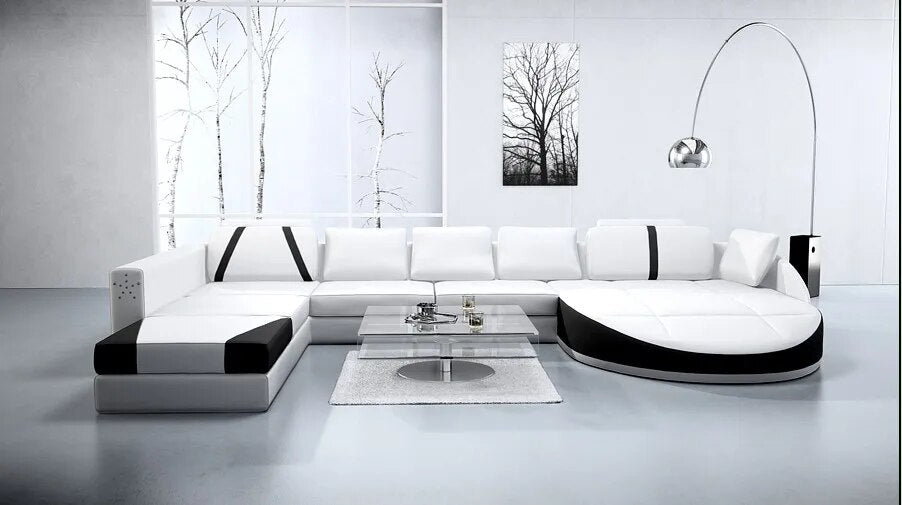 Pure White Genuine Leather Recliner Sofa Bed Top Level Leather Sofas Set Living Room Furniture Sets Couch Living Room Sofas