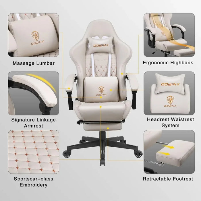 Vintage Style Office Computer Chair PU Leather E-Sports Gamer Chairs Gaming Chair With Massage Lumbar Support Furniture Mobile