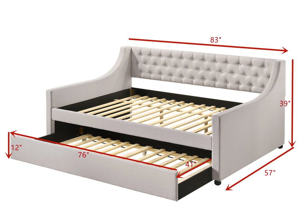 ACME Lianna Full Daybed & Twin Trundle, Fog Fabric