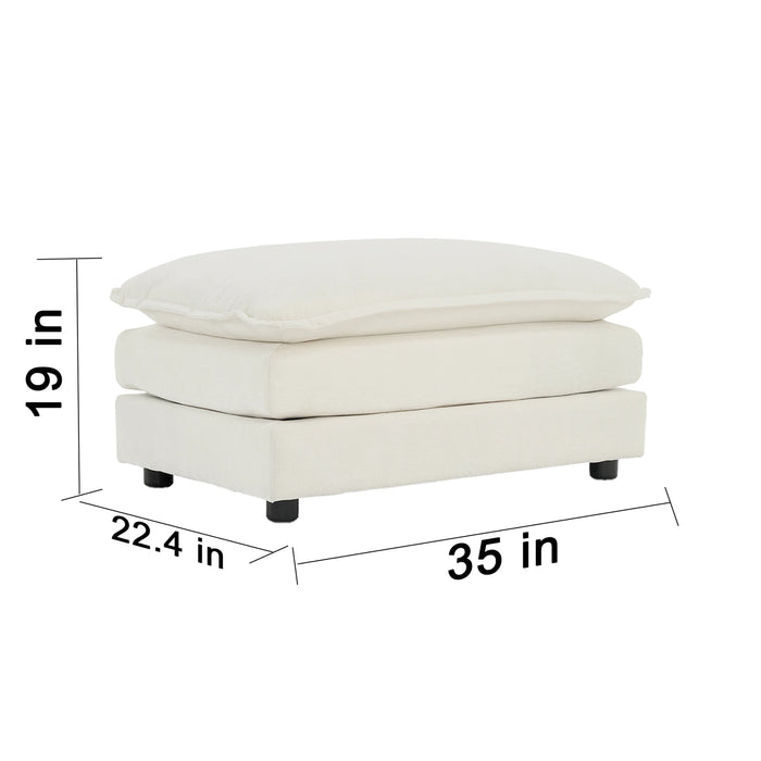Modular Sectional Sofa L Shaped Couch 5 Seater Convertible Double Bag Sofa W/1 Ottoman White/Beige/Green Chenille for LivingRoom