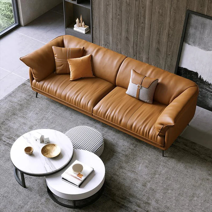 Modern Minimalist Living Room Leather Sofa Luxury 3 Seater Furniture Set Combination Designer Canape Salon Living Room Furniture