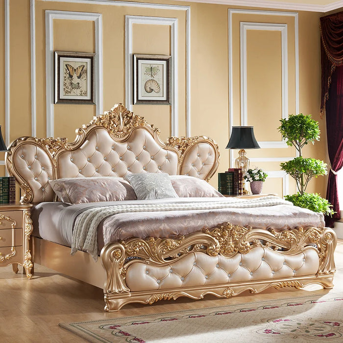 High End Modern Double Bed Headboard Wood Luxury Platform Full Size Bed Frame Storage Sleeping Cama Box Casal Nordic Furniture