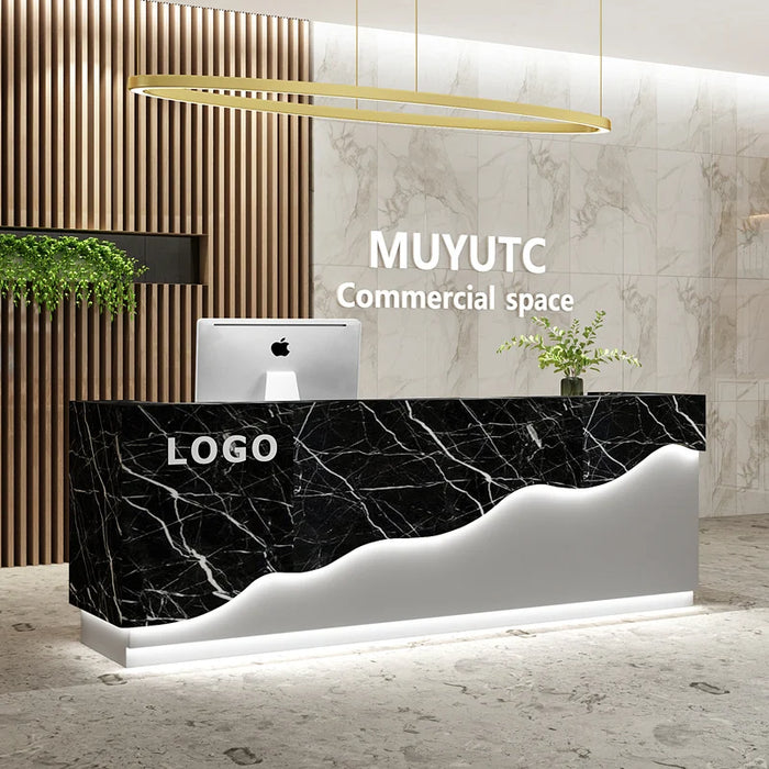 Luxury Club Reception Desks Counter Luxury Cashier Futuristic Reception Desks Standing Mostrador Recepcion Minimalist Furniture