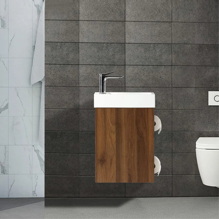 Small Bathroom Sink Cabinet Set With 2 Toilet Paper Holders Modern Painted Wall Mounted Small Bathroom Vanity With Sink Wallnut