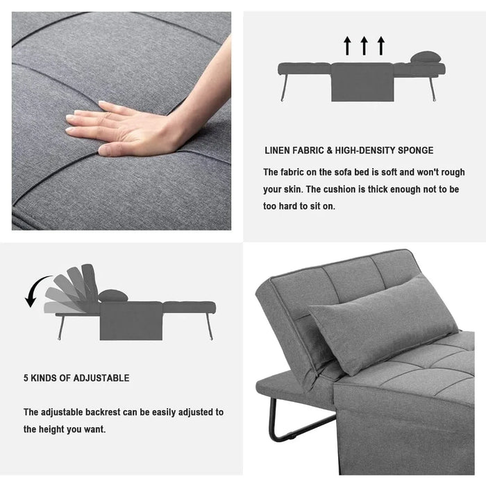 Sofa Bed,4 in 1 Multi Function Folding Ottoman Sleeper Bed,Modern Convertible Chair Adjustable Backrest Couch for Living Room