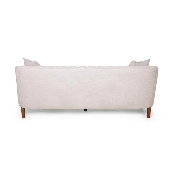 Lagom 3 Seater Tufted Fabric Sofa, Beige, Dark Brown