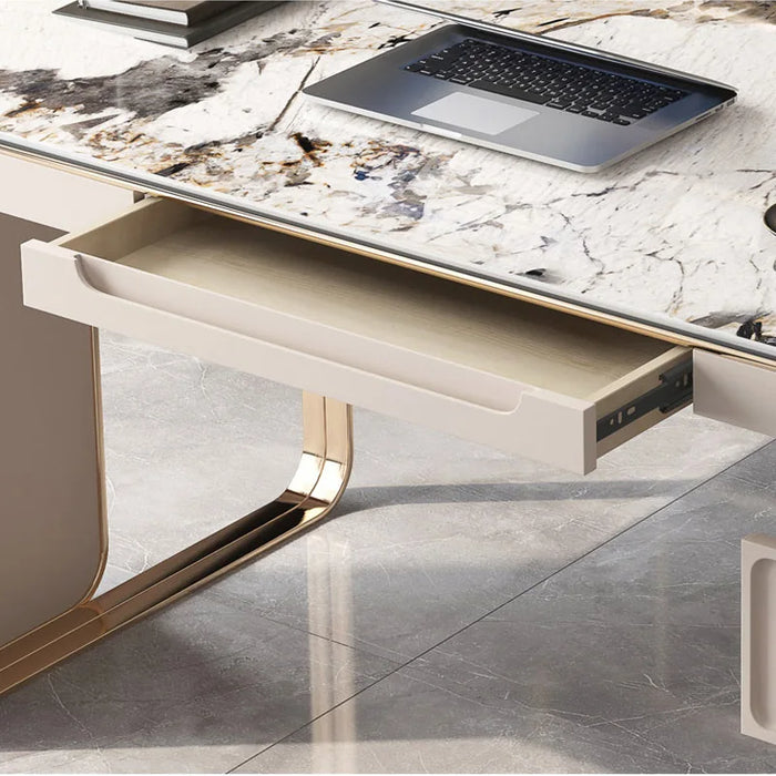 Space Savers Rock Slab Desk And Chair Combination Computer Desk Luxury Minimalist Modern Writing Desk Office Desk Furniture HY