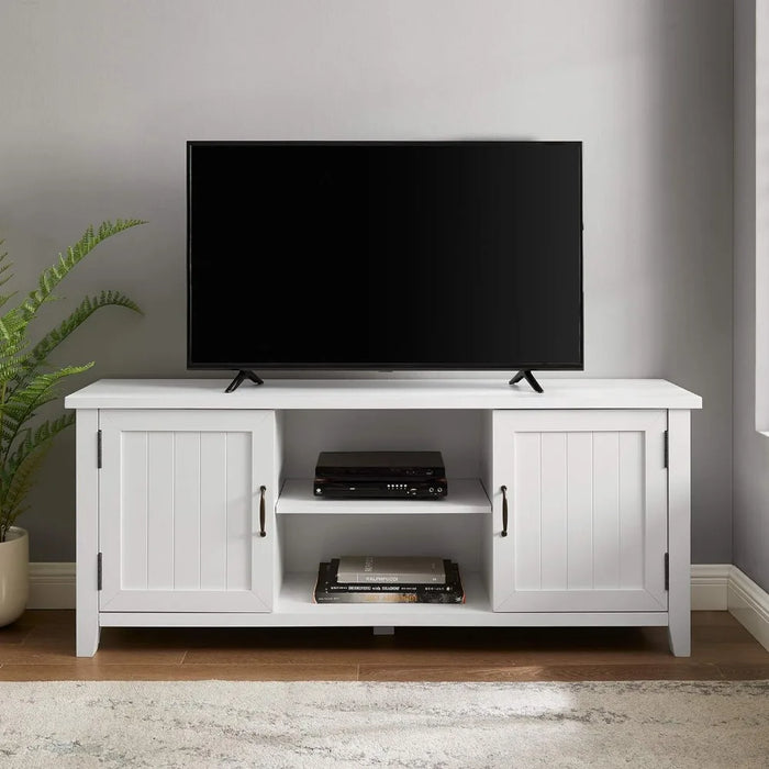 TV cabinet, classic slot door TV bracket, suitable for pure white TV cabinets of 65 inches, 58 inches and below
