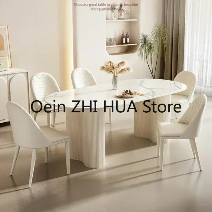 Oval Design Dining Tables Living Room Nordic Coffe Marble Modern Dining Tables Kitchen Luxury Mesa Comedor Home Furniture SR50DT