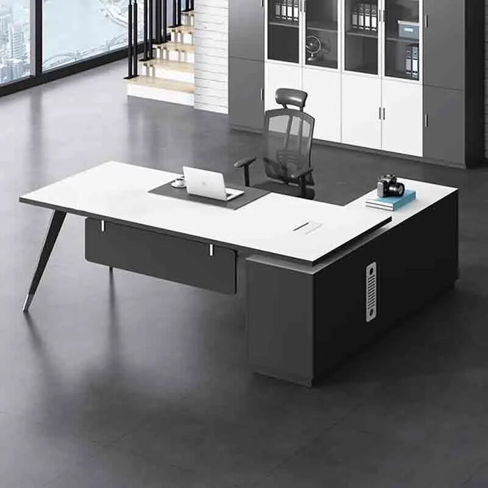 Wooden L Shaped Office Desks Bureau Modern Multifunctional Drawers Office Desks Keyboard Reception Scrivania Angolare Furnitures