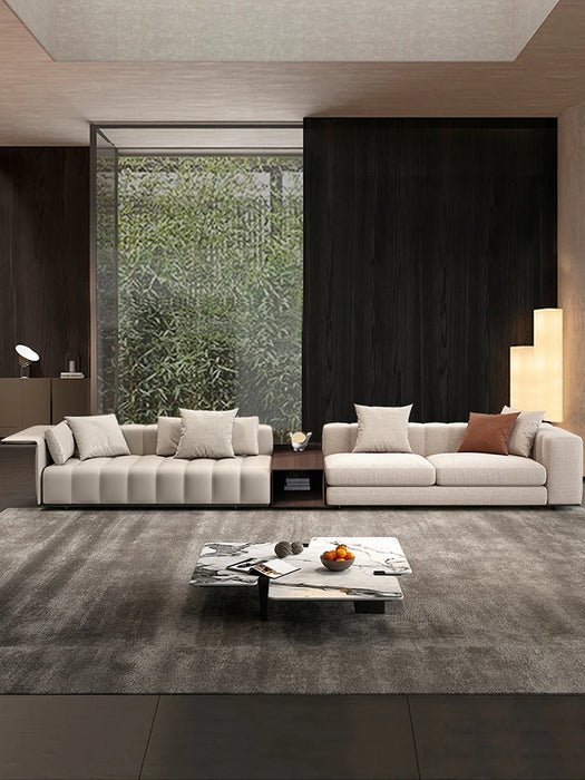 Customized Italian luxury minimalist piano key sofa large villa living room customized first floor cowhide piano leather sofa