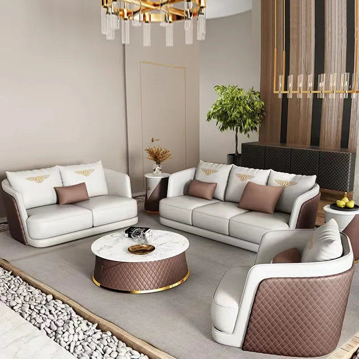 Light luxury postmodern leather sofa simple small family living room American sofa high-end atmosphere luxury leather sofa