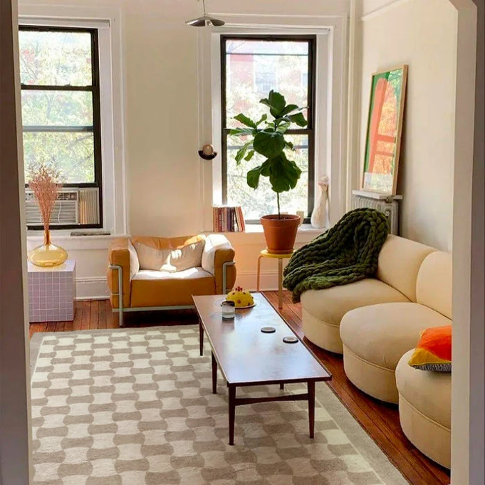Checkerboard Carpets for Living Room Classic Retro Bedroom Decor Lattice Carpet Large Area Plush Floor Mat Non-slip Lounge Rug