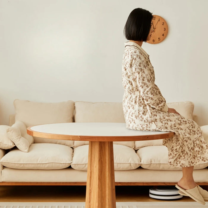 Thickened Rockboard Dining Tables Household Round Wood Nordic Simplicity Dining Tables Mesa Comedor Restaurant Furniture QF50DT