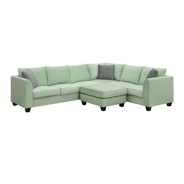 112*87" Sectional Sofa Couches Living Room Sets 7 Seats Modular Sectional Sofa with Ottoman L Shape Fabric Sofa Corner Couch Set