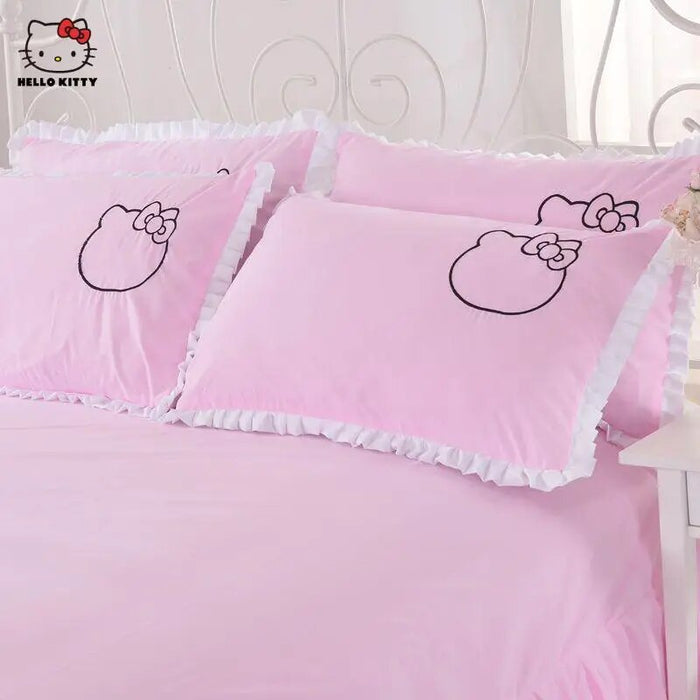Hello Kitty Cartoon Embroider Pillow Case