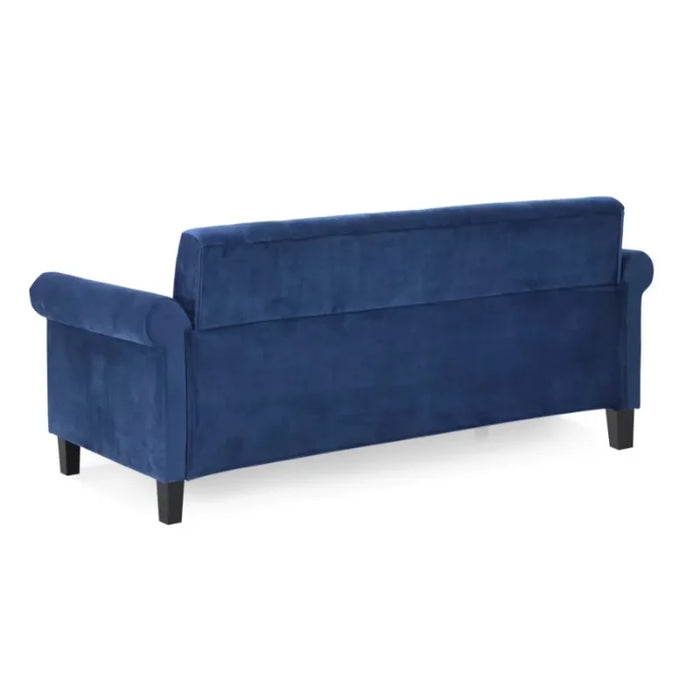 Furinno Bastia Vintage Button Tufted 3-Seater Sofa, Navy Velvet
