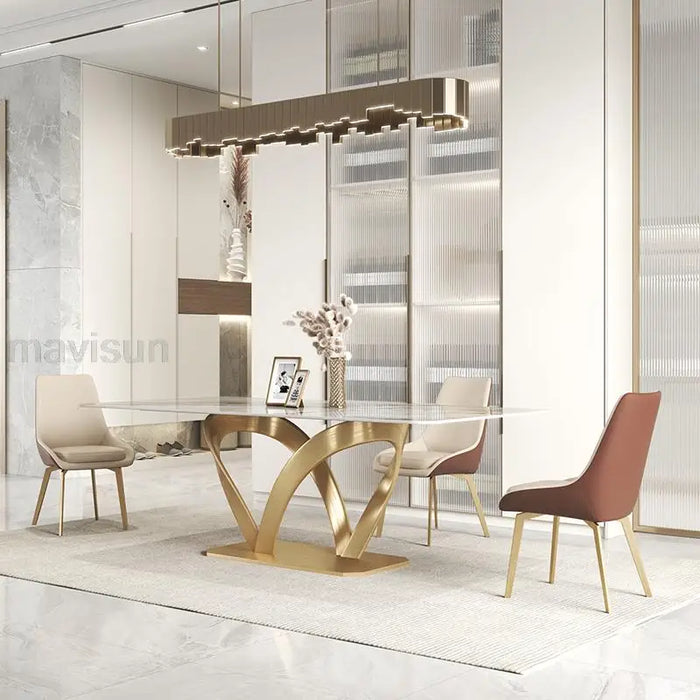 New Arrival Dining Table Custom Center Coffee Glossy Marble Base Island Dining Tables Kitchen Mesas De Jantar Dining Room Set