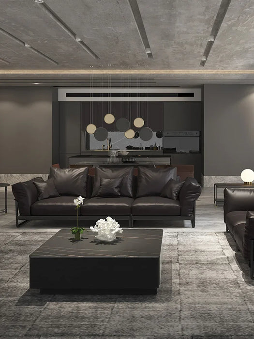 Leather Sofa Modern Minimalist Living Room First Layer Cowhide Napa Leather