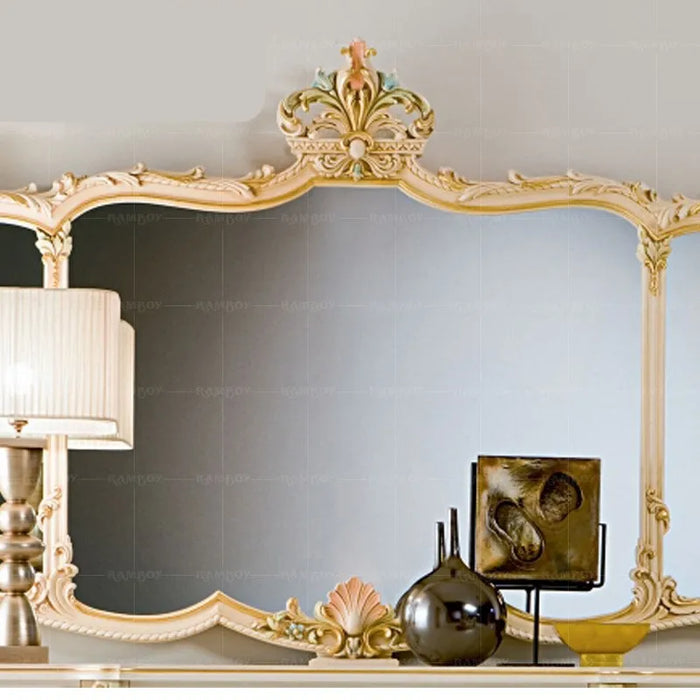 European solid wood side French luxury carved and painted cupboard villa restaurant storage cabinet