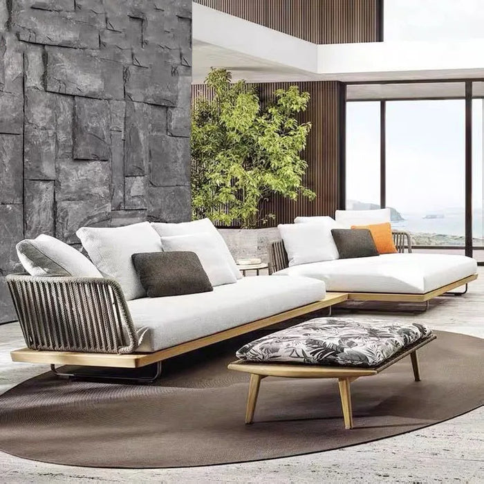 Customized outdoor sofa combination courtyard garden leisure solid wood furniture sunshine room balcony rattan lounge chair