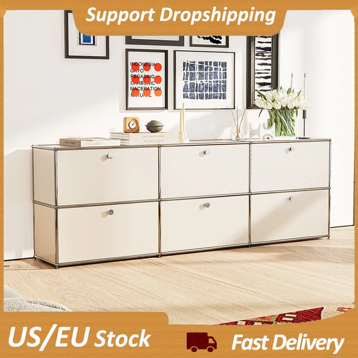 Storage Cabinet with 2/3/6 Haller Nightstand Modular Furniture Bed Side Table Holder Stainless Steel Metal Board for Living Room
