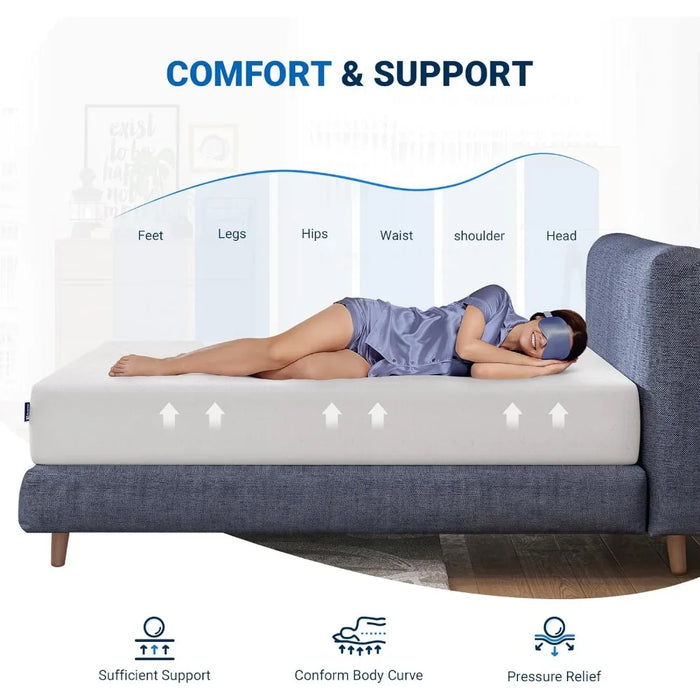 Queen Mattress, Boxed 12 Inch Queen Size Memory Foam Mattress, Bamboo Charcoal Foam Queen Size Mattress for Cool Sleep
