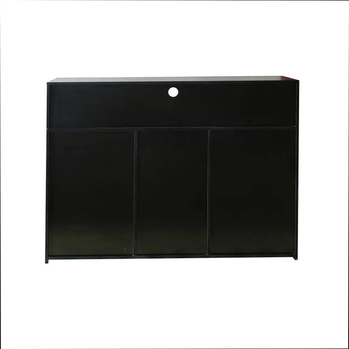 Living Room Sideboard Storage Cabinet Black High Gloss with LED Light, Wooden Storage Display Cabinet TV Stand with 3 Doors