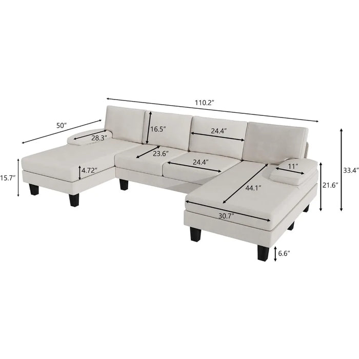 Convertible Sectional Sofa Couch Loveseat Modern Chenille Fabric U-Shaped Hall Sofas Living Luxury Modular Room Furniture Home