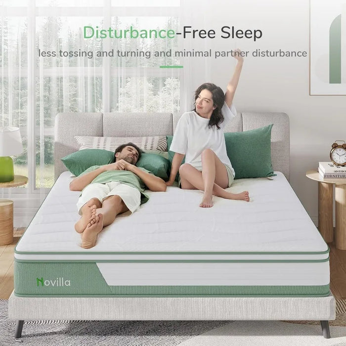 12 Inch 5-Zone Hybrid Mattress with Gel Memory Foam for Pressure Relief & Cool Sleep, Midume Firm Queen Mattress in A Box