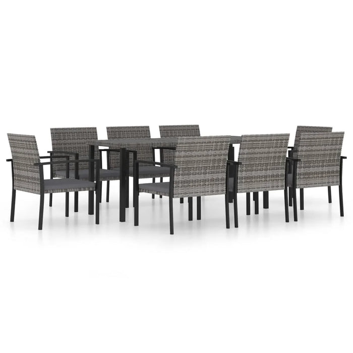9 Piece Patio Dining Set Poly Rattan Gray B Outdoor Table and Chair Sets Outdoor Furniture Sets