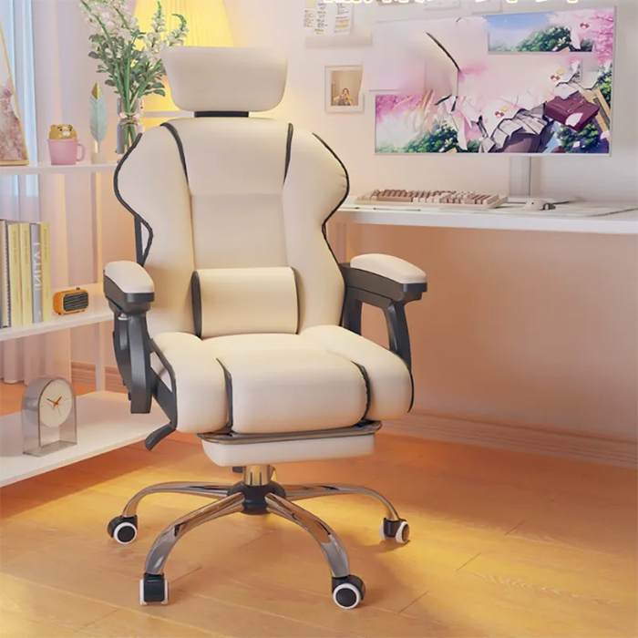 Nordic Leisure Desk Chair White Luxury Swivel Leather Office Chair Reading Designer Modern Silla Plegable Balcony Furniture