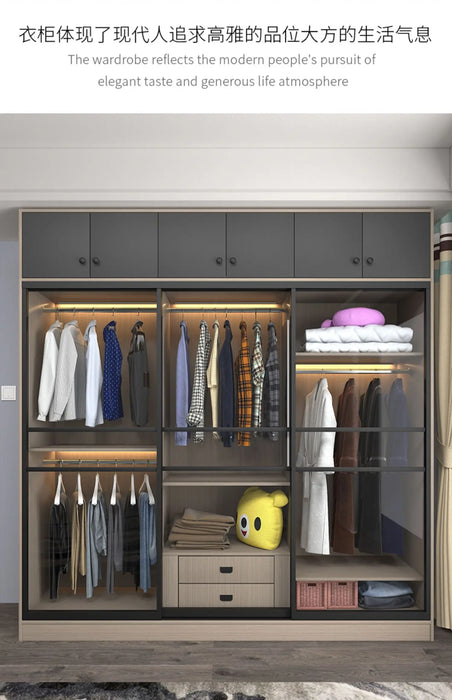 Sliding door modern two-door locker sub-bedroom sliding door multifunctional wardrobe