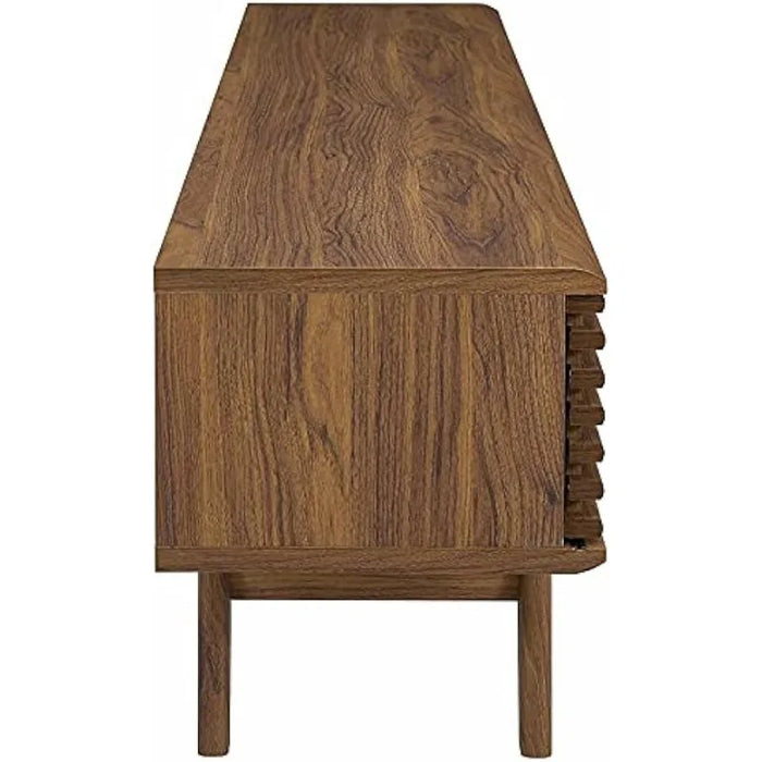 Modway Render 70" Mid-Century Modern Low Profile Media Console TV Stand, 70 Inch, Walnut Walnut