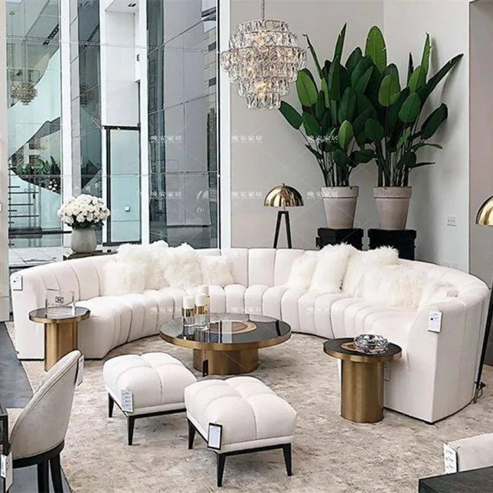 Customized: Custom Nordic semi-circular arc round fan-shaped lambswool modular sofa, large shopping mall reception Internet cele