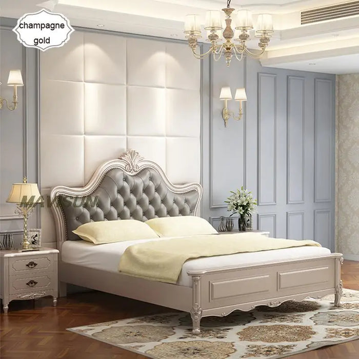 Wedding Solid Wood Comfortable Double Bed With Bedside Tables Combination For Master Bedroom Hotel Home Furniture Italy Design