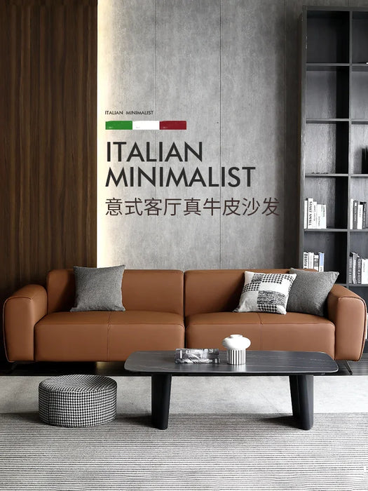 Nordic leather sofa modern simple very simple style small family living room straight row three person four person combination s