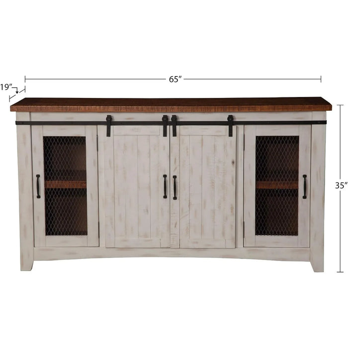 Martin Svensson Home Taos 70" TV Stand | Antique White & Aged Distressed Pine
