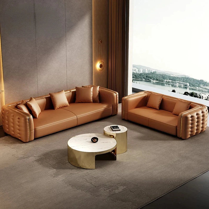 Luxury Villa Living Room Sofas Eather Top Layer Nordic Japanese Cowhide Modern Minimalist Divani Da Soggiorno Salon Furniture