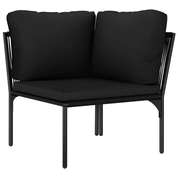 6 Piece Patio Lounge Set with Cushions Black PVC Outdoor Table and Chair Sets Outdoor Furniture Sets