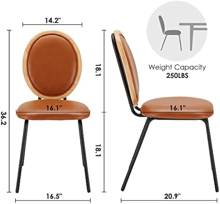Kitchen Dining Chairs Set of 2,Modern Industrial Upholstered Mid Century Metal Dining Chair for Dining Room Chairs