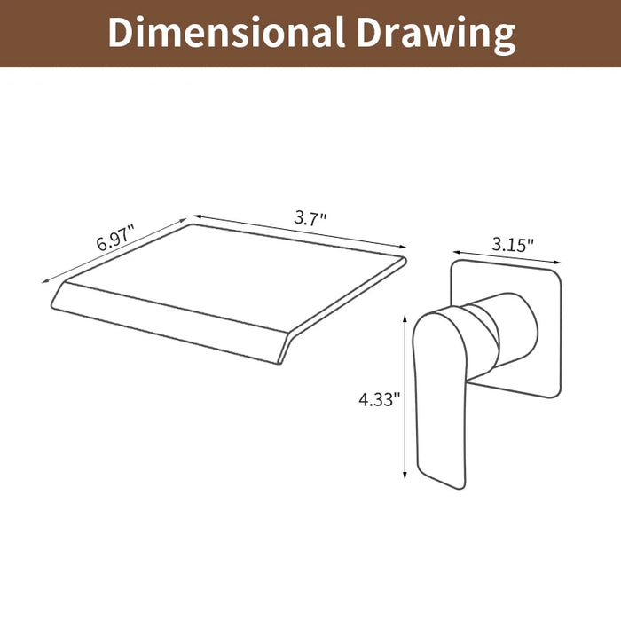 Wall Mount Tub Filler Waterfall Bathtub Faucet High Flow Bath Filler Faucet Bathroom Faucets with Rough-in