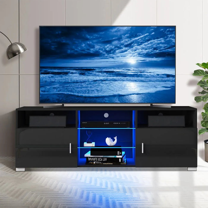 Modern RGB LED TV Stand Cabinet Living Room Furniture Fit for up to 65inch TV Screens High Capacity TV Console for Living Room