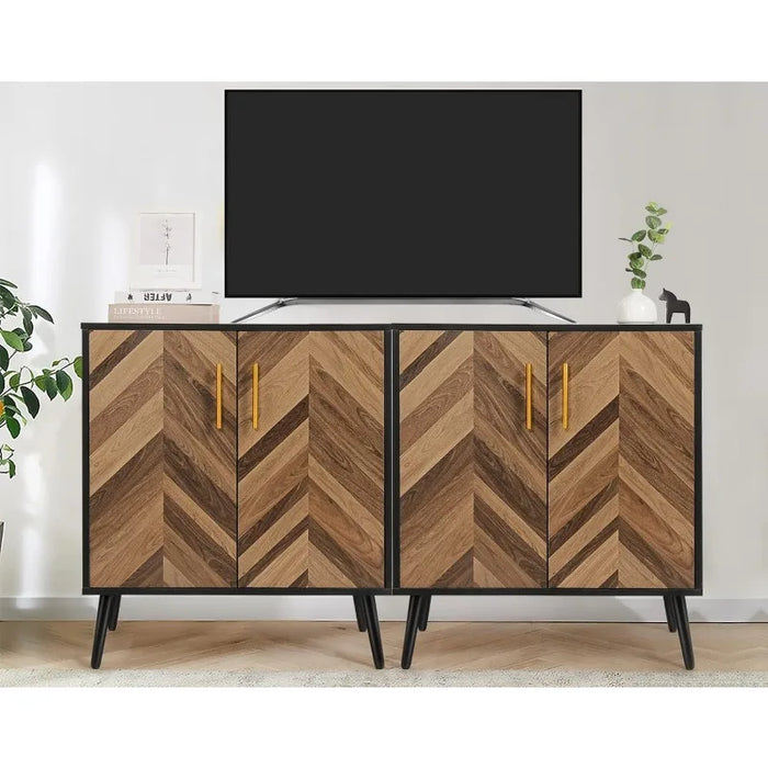 Modern Sideboard Buffet Cabinet with Storage, Black Credenza Accent Cabinet with Adjustable Shelves for Living Room, Office