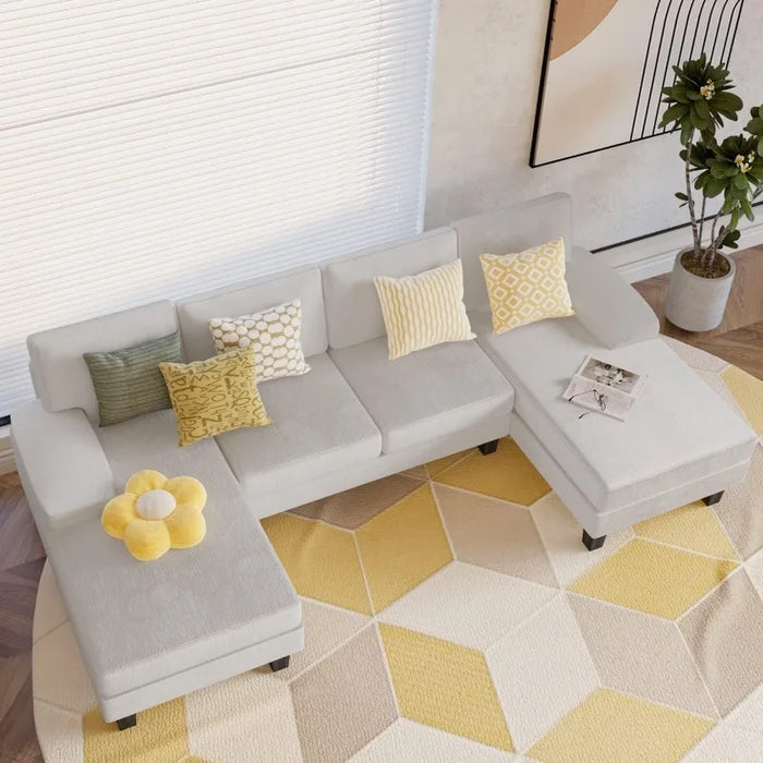 YESHOMY Convertible Sectional Sofa U-Shaped Couch with Soft Modern Cotton Chenille